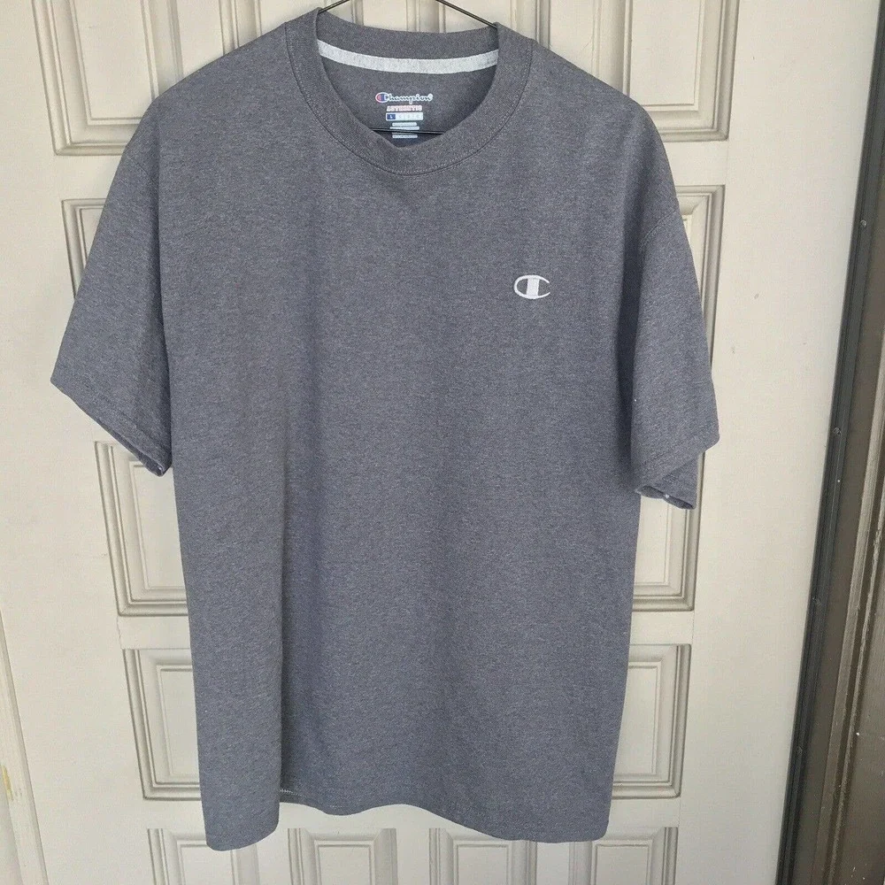 Champion T Shirt SzL Gray Short Sleeves Unisex Pre-Owned 9923 - Picture 8 of 9